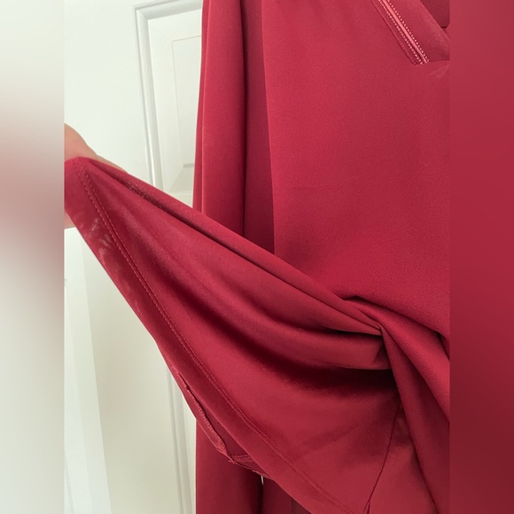 Liz Claiborne Career NWOT long sleeve vneck top blouse size Large- deep maroon - Picture 6 of 8